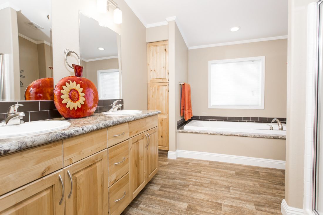 The K2776A Primary Bathroom. This Manufactured Mobile Home features 4 bedrooms and 2 baths.