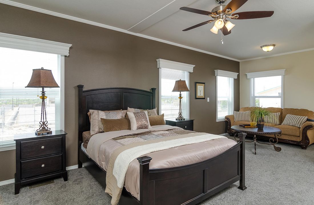 The K3076A Primary Bedroom. This Manufactured Mobile Home features 4 bedrooms and 2 baths.