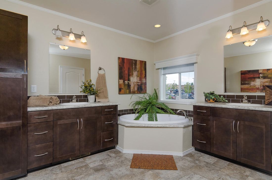 The K3076A Primary Bathroom. This Manufactured Mobile Home features 4 bedrooms and 2 baths.