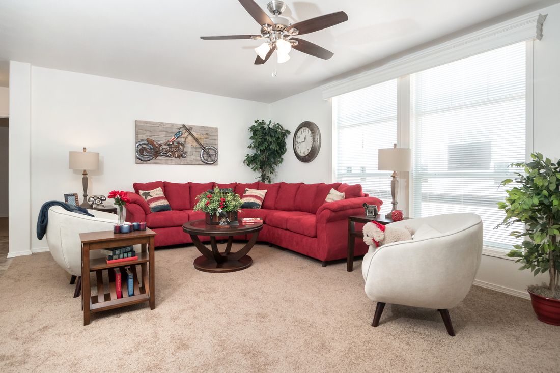 The K2760A Living Room. This Manufactured Mobile Home features 3 bedrooms and 2 baths.
