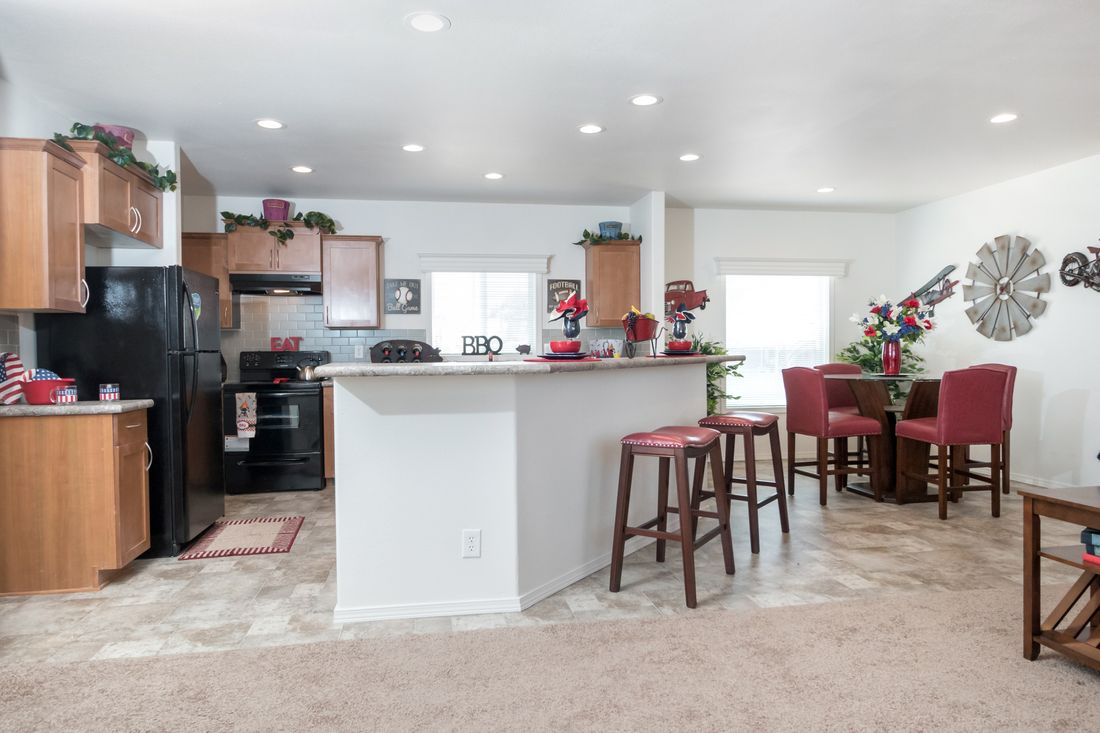 The K2760A Kitchen. This Manufactured Mobile Home features 3 bedrooms and 2 baths.