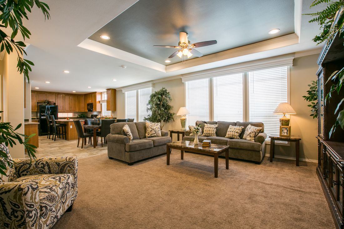 The TRANQUILITY TR3062A Living Room. This Manufactured Mobile Home features 3 bedrooms and 2 baths.
