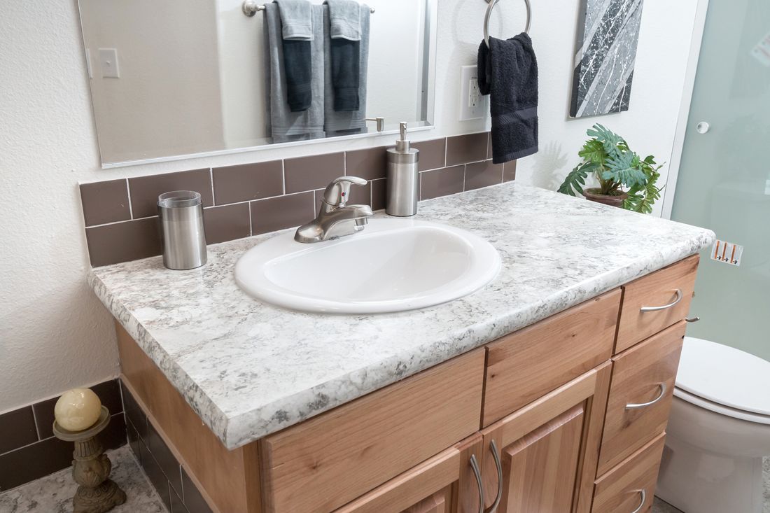 The K3068C Primary Bathroom. This Manufactured Mobile Home features 3 bedrooms and 2 baths.