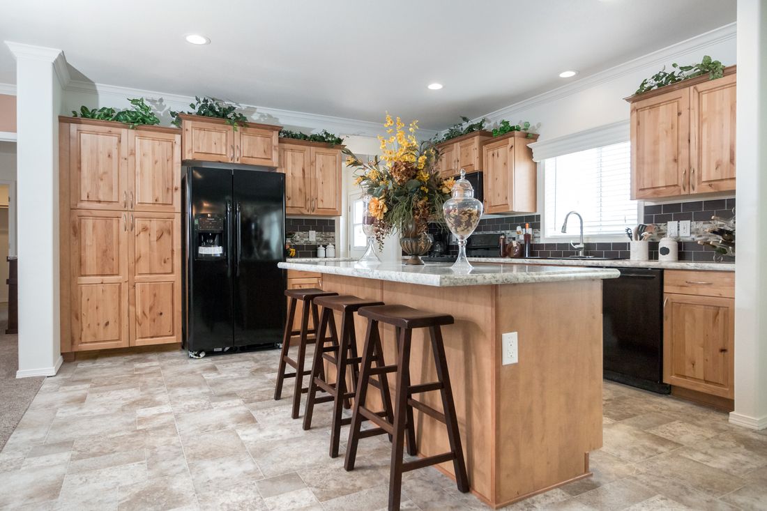 The K3068C Kitchen. This Manufactured Mobile Home features 3 bedrooms and 2 baths.