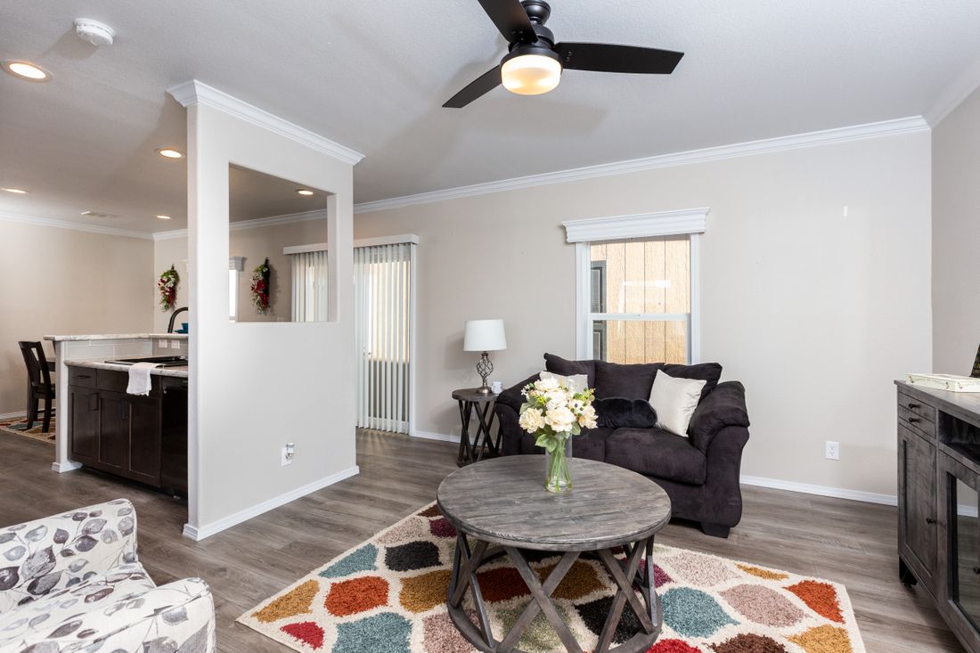 The K1668A Living Room. This Manufactured Mobile Home features 2 bedrooms and 2 baths.